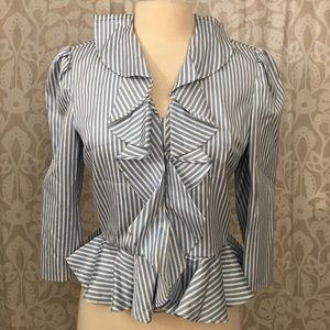 Ralph Lauren stripe ruffle jacket blazer